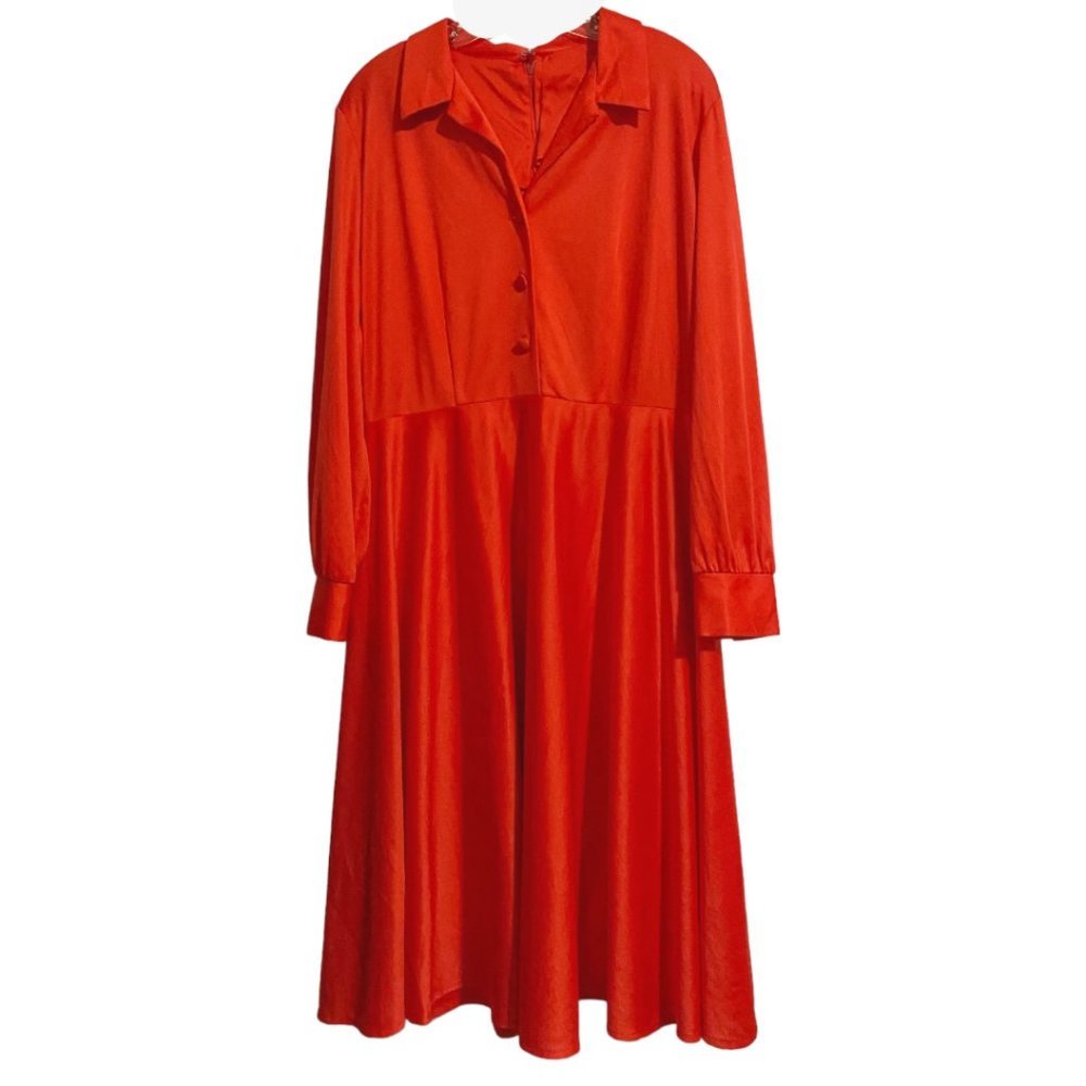 Vintage 70's Red Collared Dress